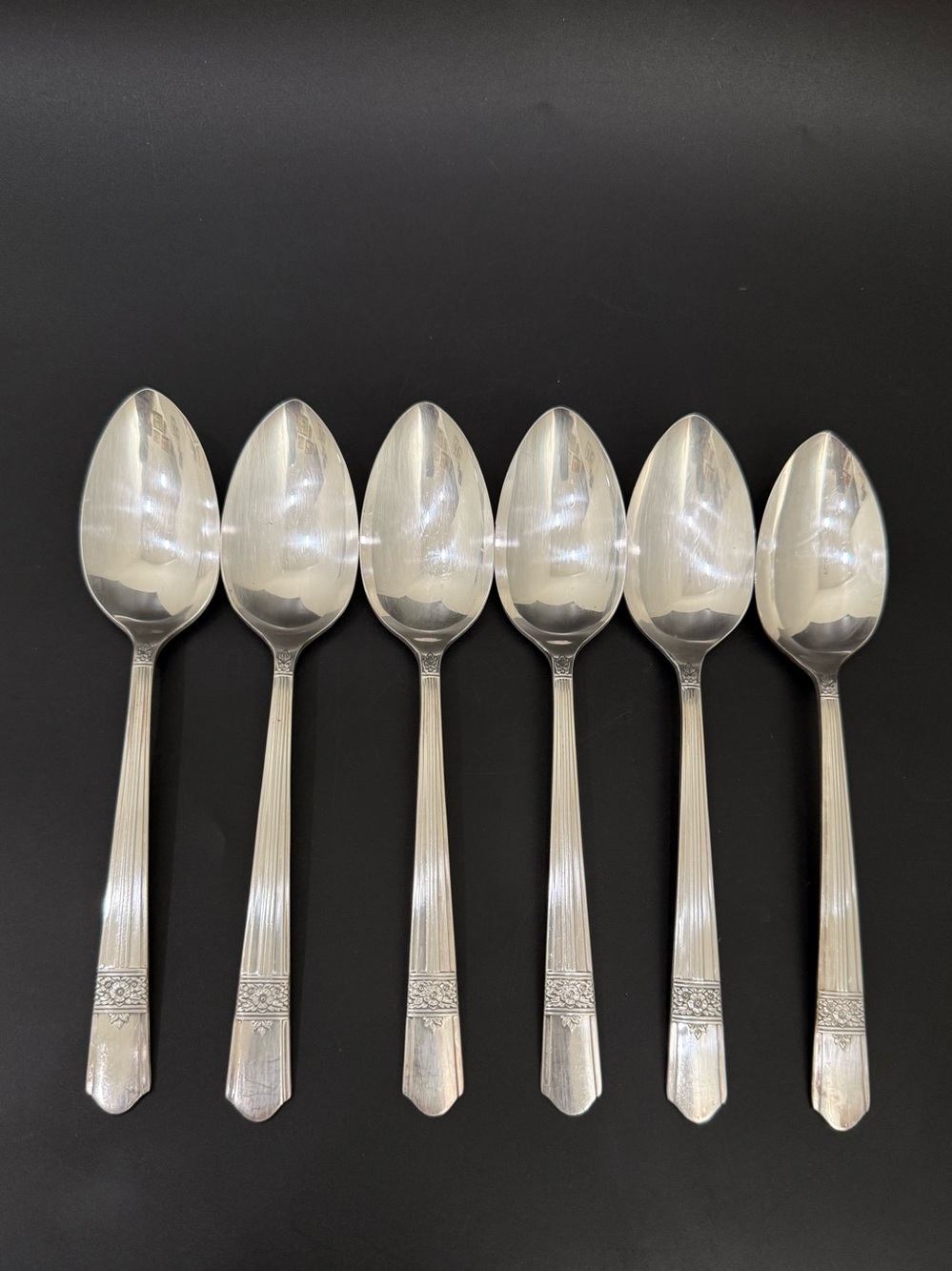 6pc Vintage ONEIDA Simeon & George Rogers Co. Silver Rose Silver-plate Spoons